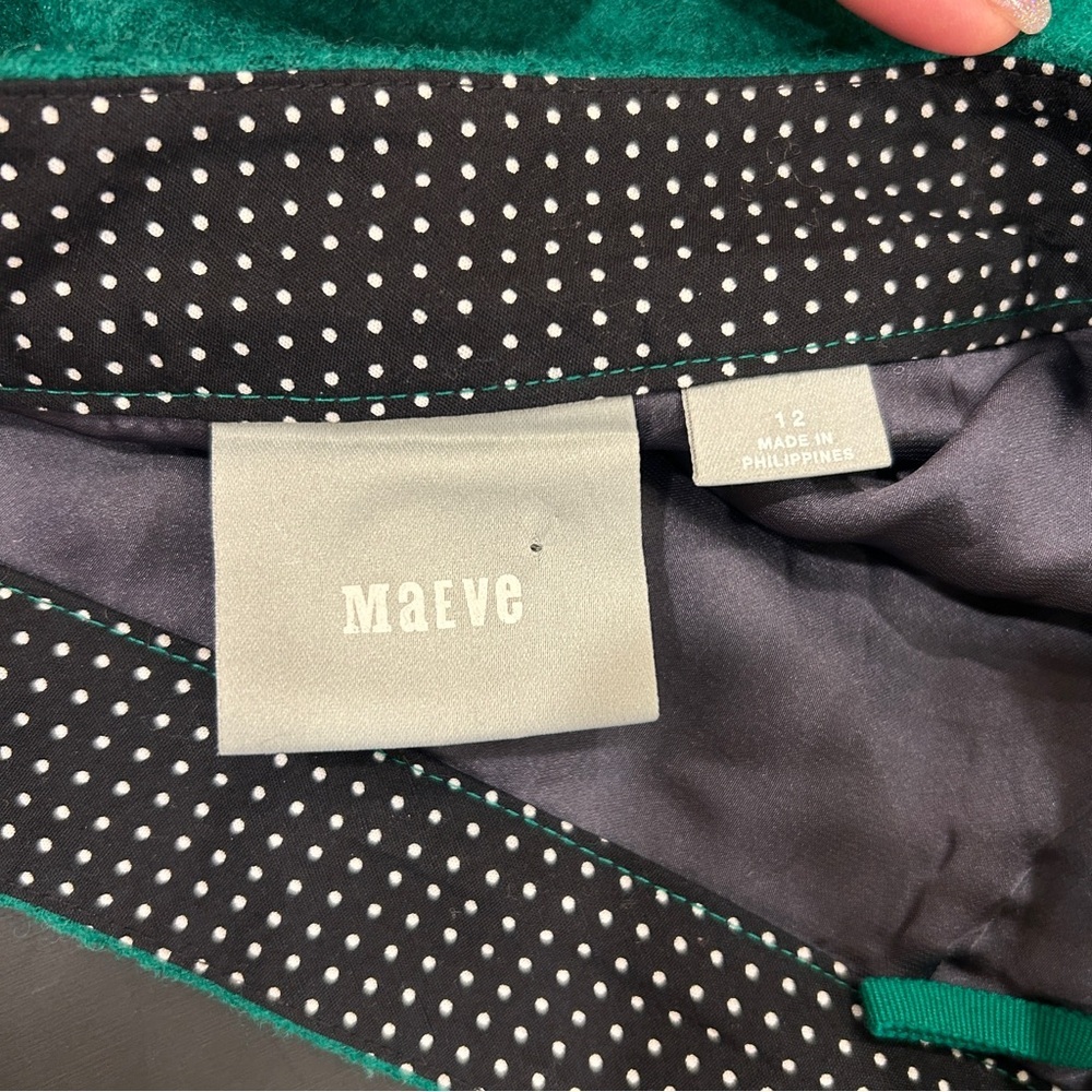 Anthropologie Maeve Kelly Green Wool Blend Skirt Size 12 - Picture 2 of 7